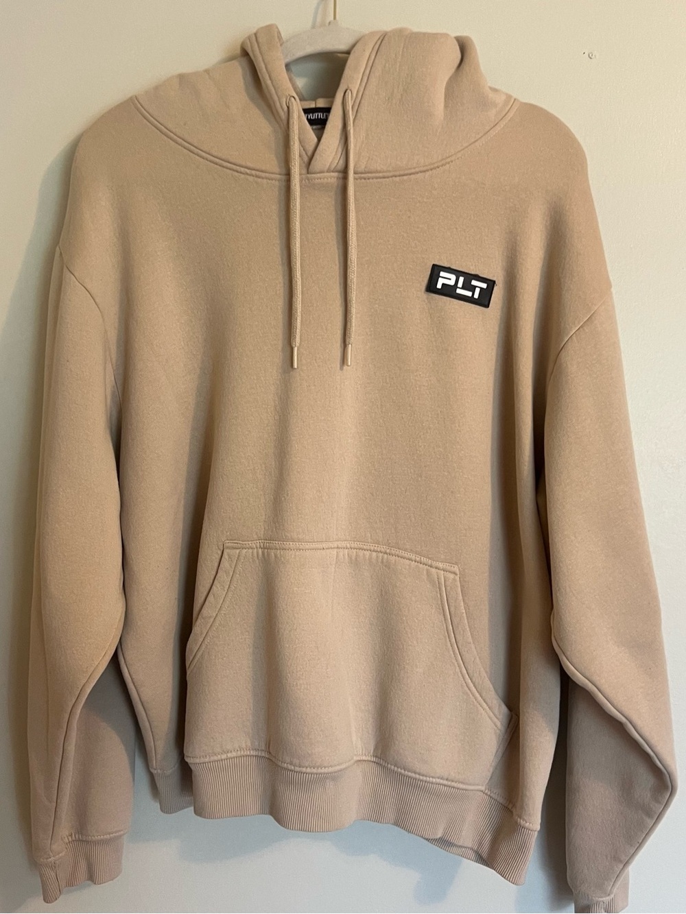 PrettyLittleThing Beige PLT Logo Hoodie